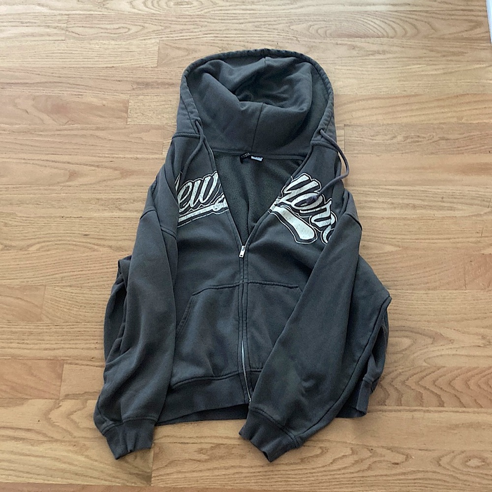 Gray New York Zip Up Hoodie